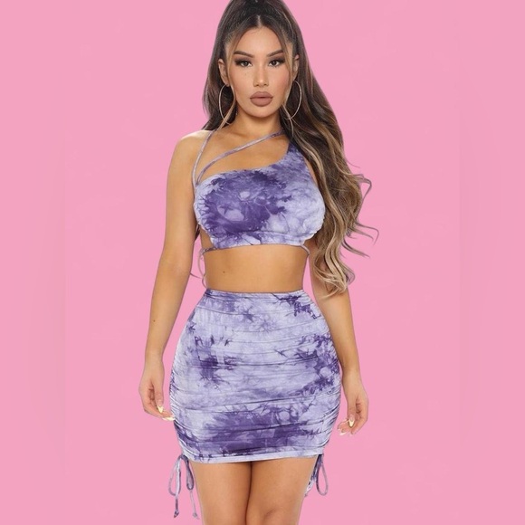 Fashion Nova Dresses & Skirts - Fashion Nova Purple Tie-Dye Skirt Set